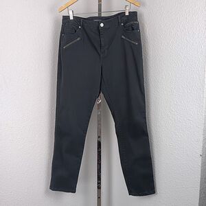 Kenneth Cole Size 14 Jess Black Regular Fit Denim Skinny Jeans Zippers